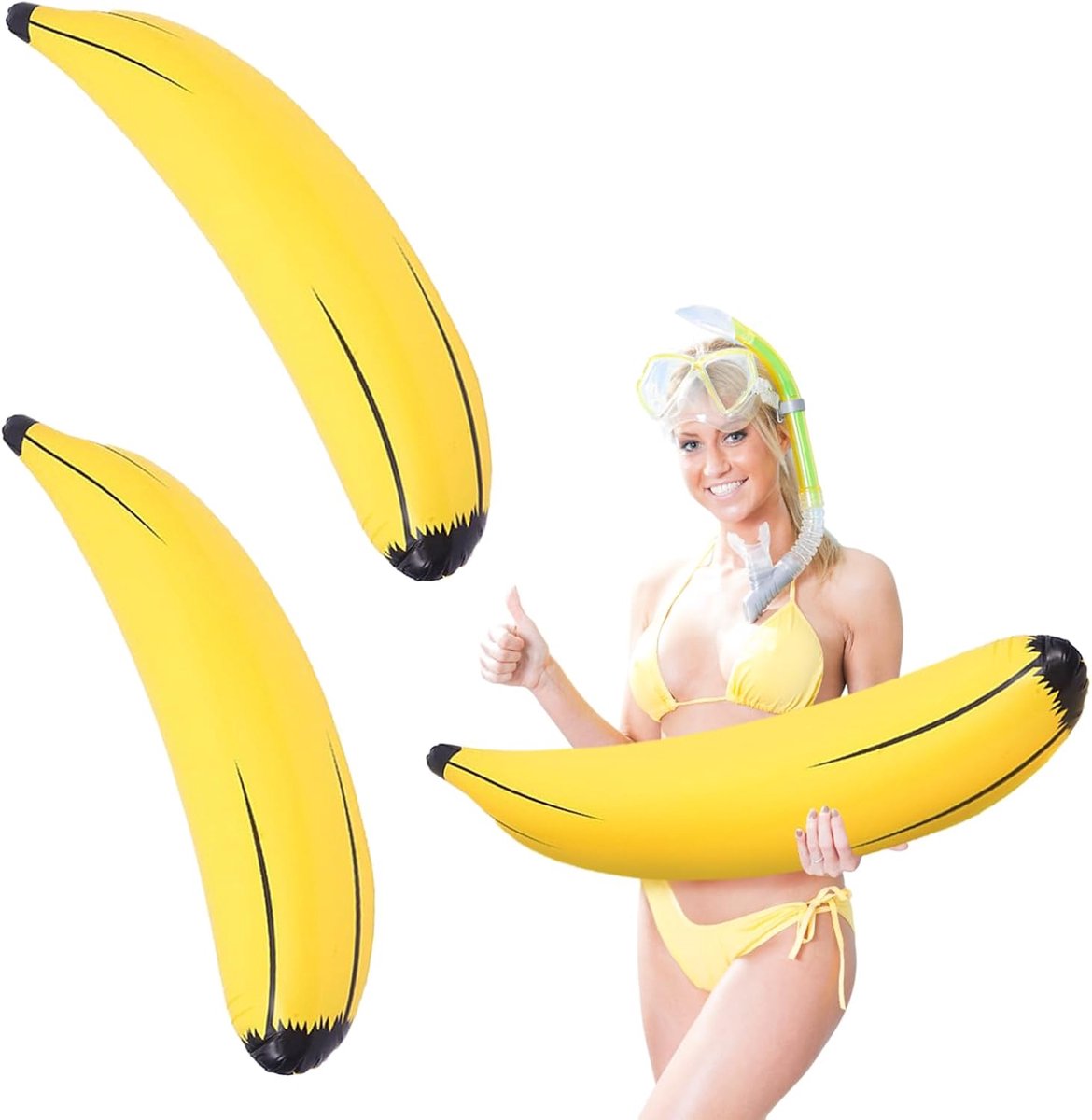 Opblaasbare banaan 64cm - PVC materiaal - duurzaam en veilig - leuk voor feestdecoratie - ShopVlot