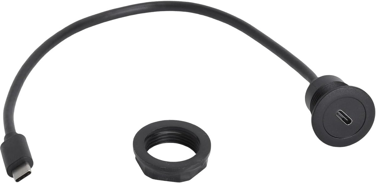 USB C inbouwbus 30 cm - type C stekker naar bus - 5Gbps data & PD snel opladen - ideaal voor auto en bureau - ShopVlot
