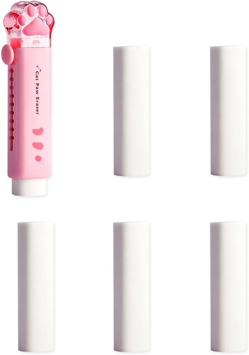 Intrekbare gum Kawaii kattenpoot - roze - nauwkeurig en duurzaam - ideaal voor school en kantoor - ShopVlot