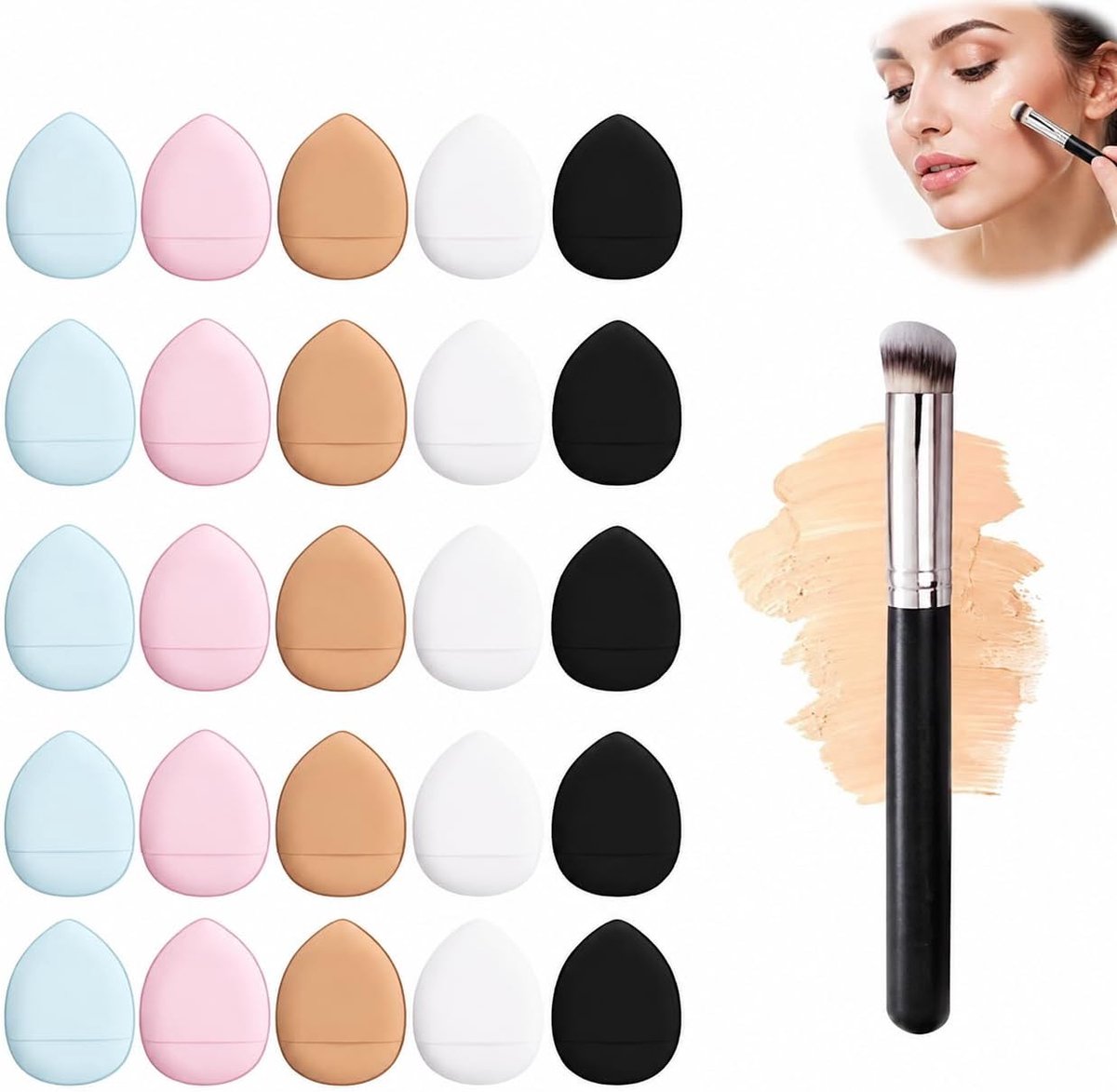 Makeup Finger Powder Puff 25 Pack - Mini Applicators - Zachte Poederpuffs - Voor Precisie Toepassing - ShopVlot
