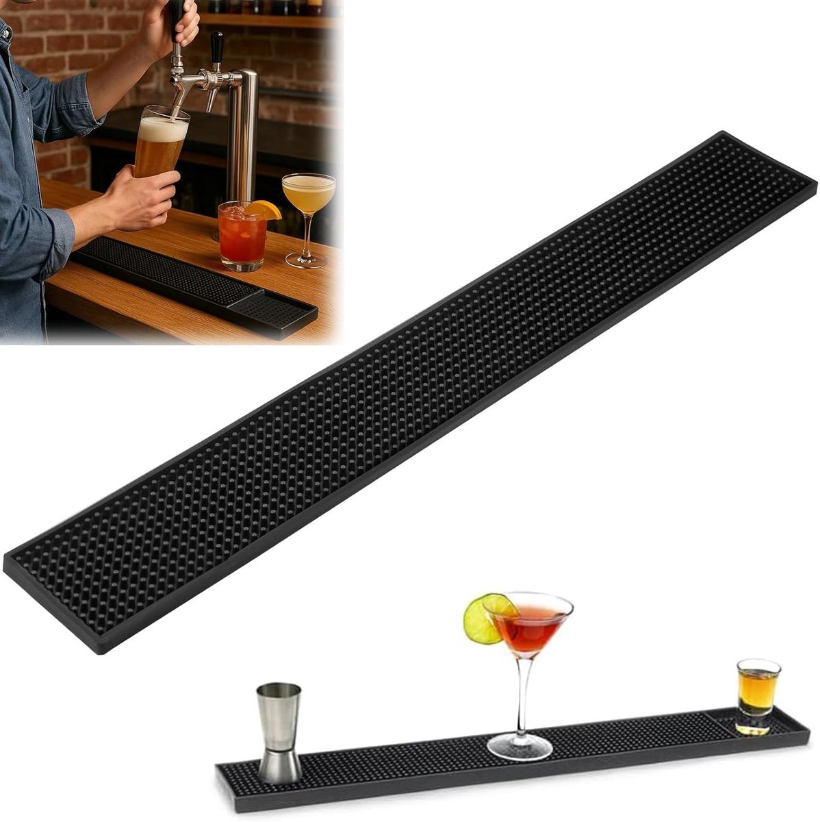 Drainmat 60 x 10 cm - Silicone Drainer - Antislip voor werkbladen - Houdt je werkoppervlak droog - ShopVlot