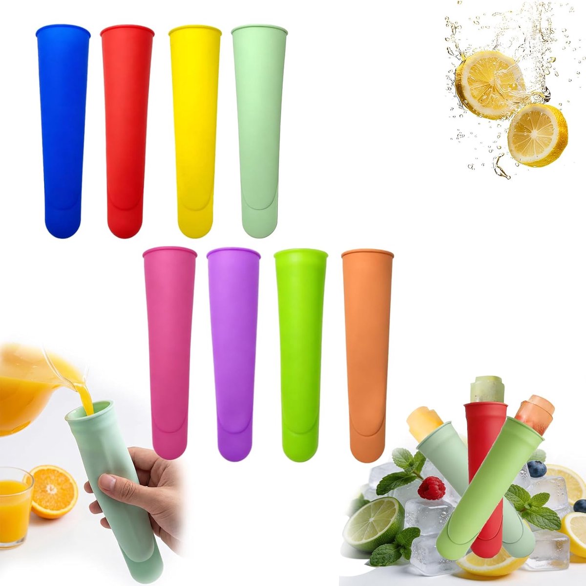 IJsvormen silicone - Herbruikbare waterijsjes - Set van 6 popsicle makers - Lekvrije ijsvormen - ShopVlot