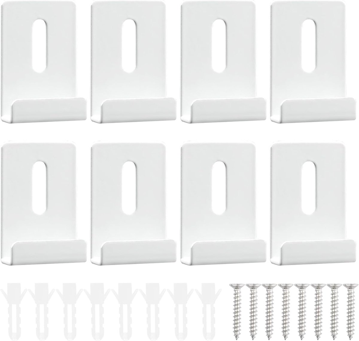 SnelShoppen - 8 Stuks Metalen Spiegelhouders Wandmontage Spiegelclips met Schroeven, Robuuste RVS Spiegelhangers, Frameloze Bevestigingshardware, Wand