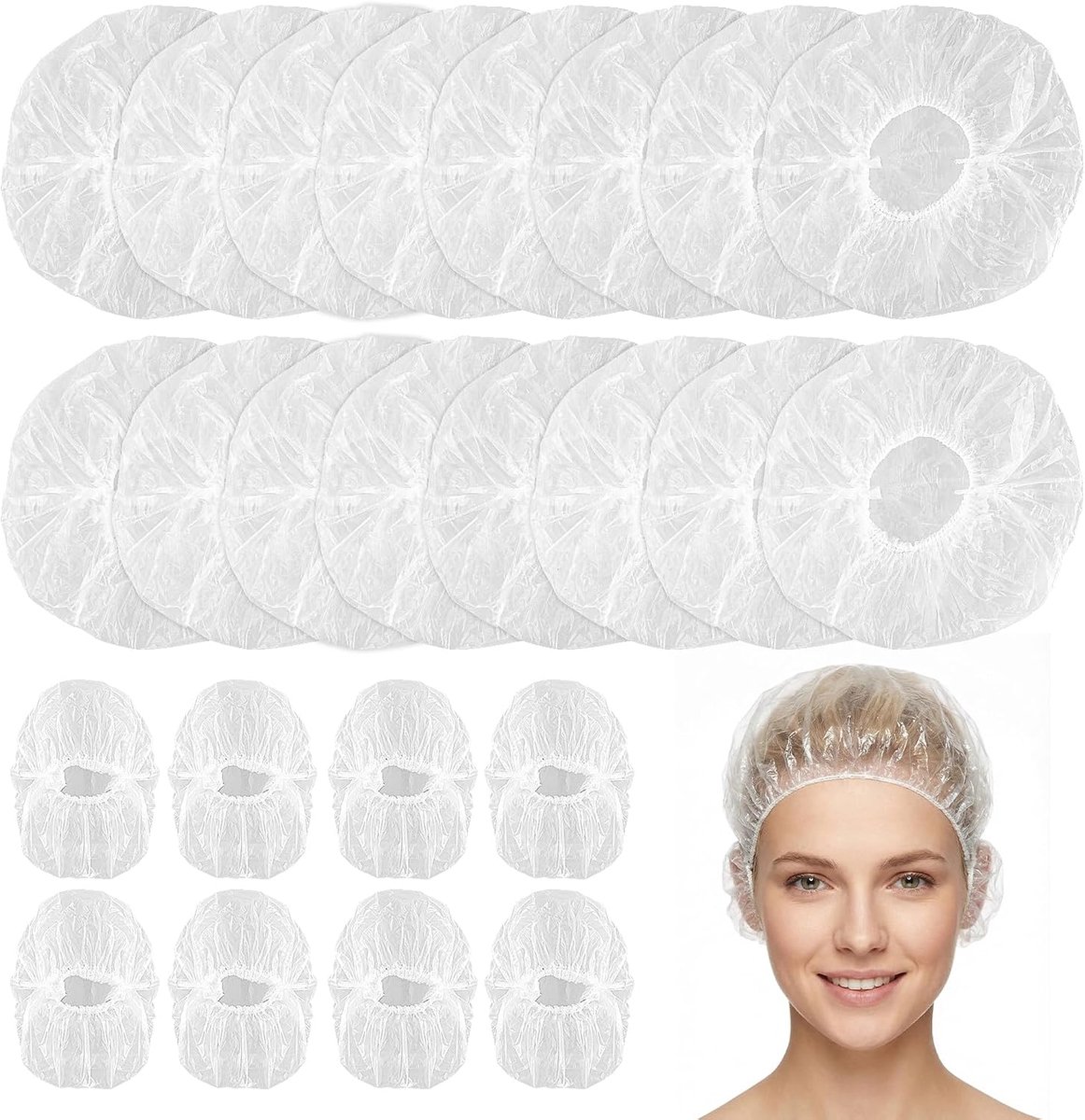 Wegwerp-douchemutsen en oorbeschermers set - 100 stuks - waterdicht - ideaal voor salon en thuisgebruik - ShopVlot