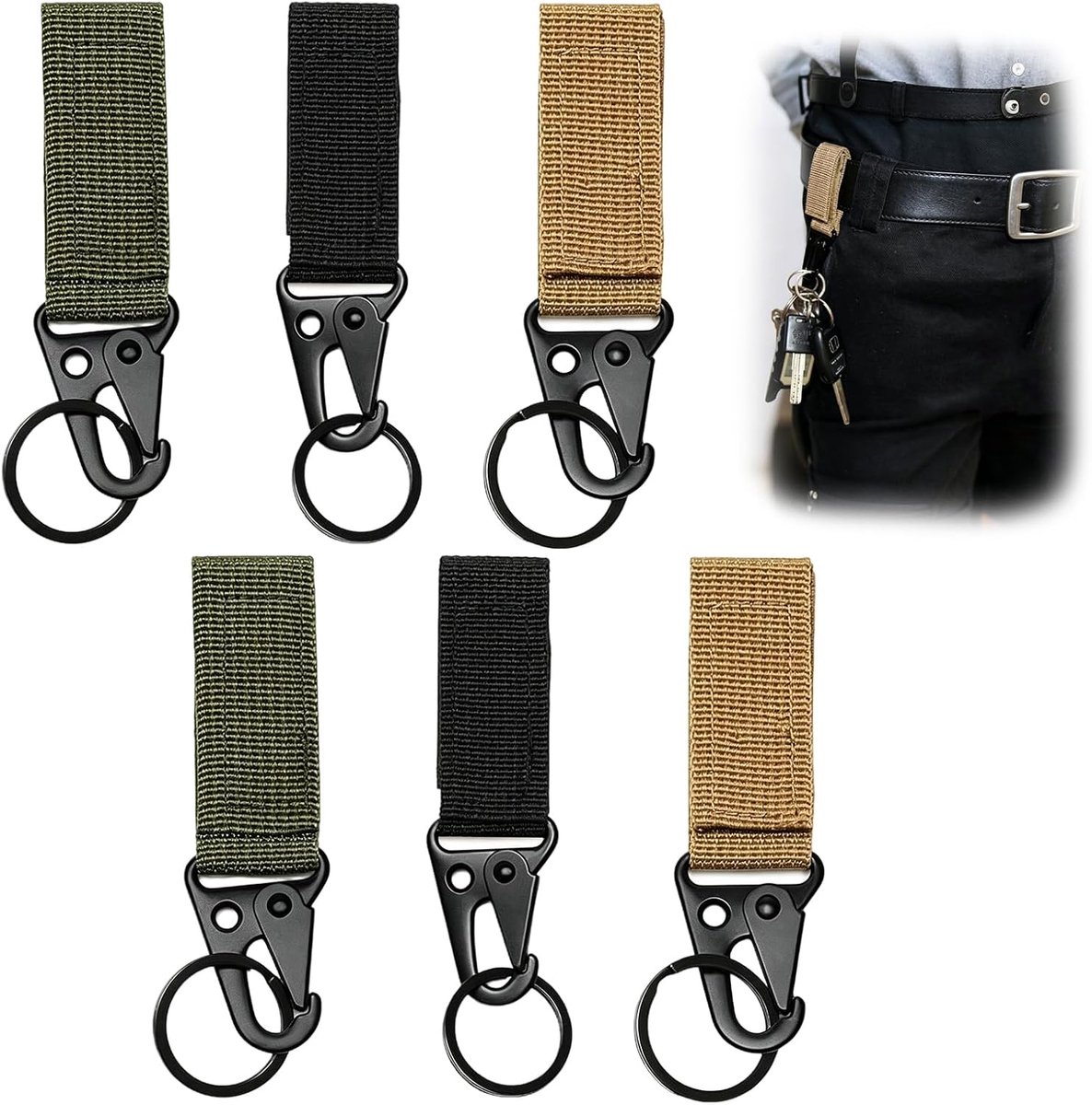 Tactical Carabiner Set van 6 - Multifunctionele Nylon Haak - Geschikt voor Outdoor Sporten - ShopVlot
