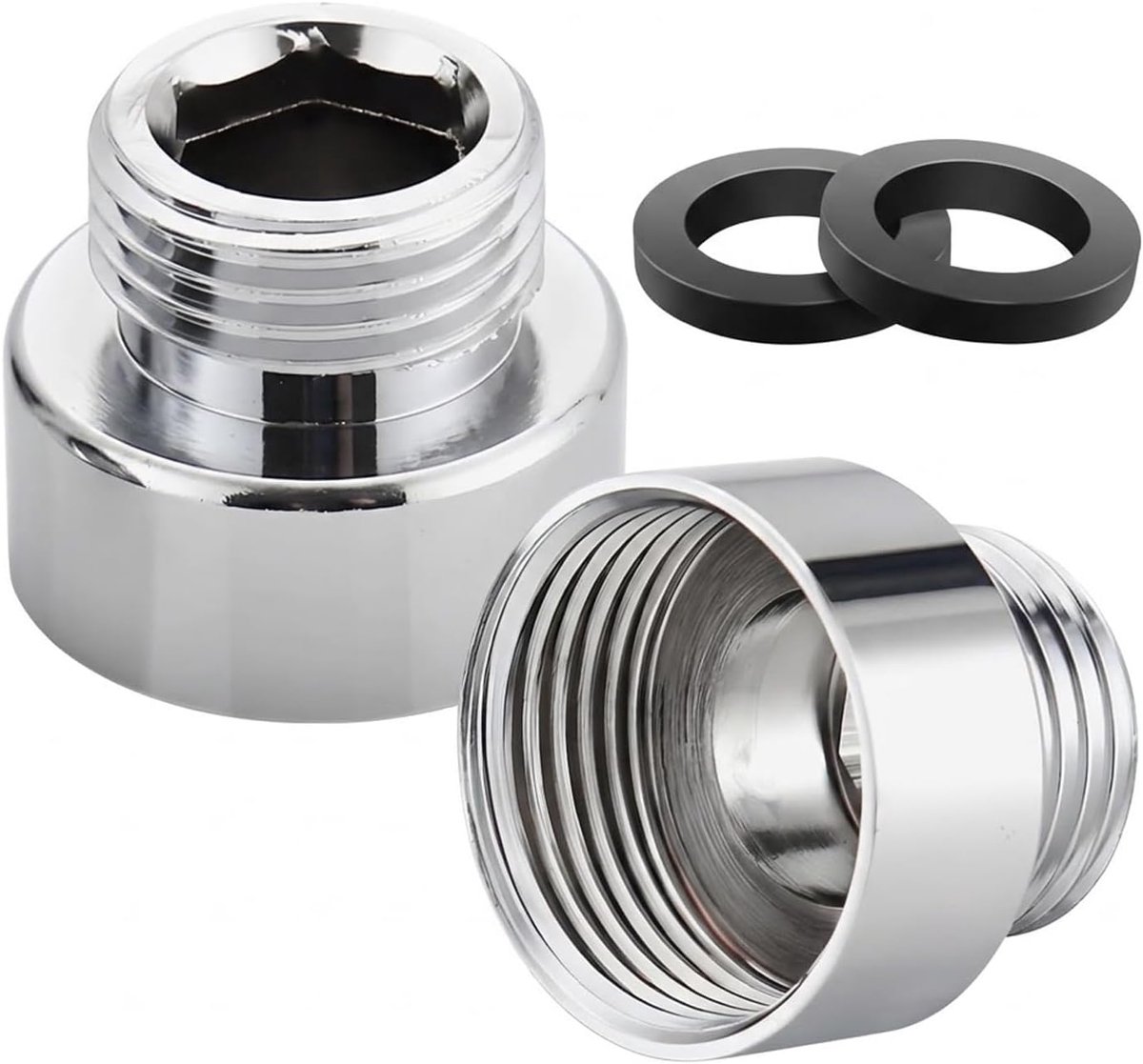 Verloopstuk 3/4 inch binnendraad naar 1/2 inch buitendraad - koper - met sluitringen - ideaal voor wateraansluitingen - ShopVlot