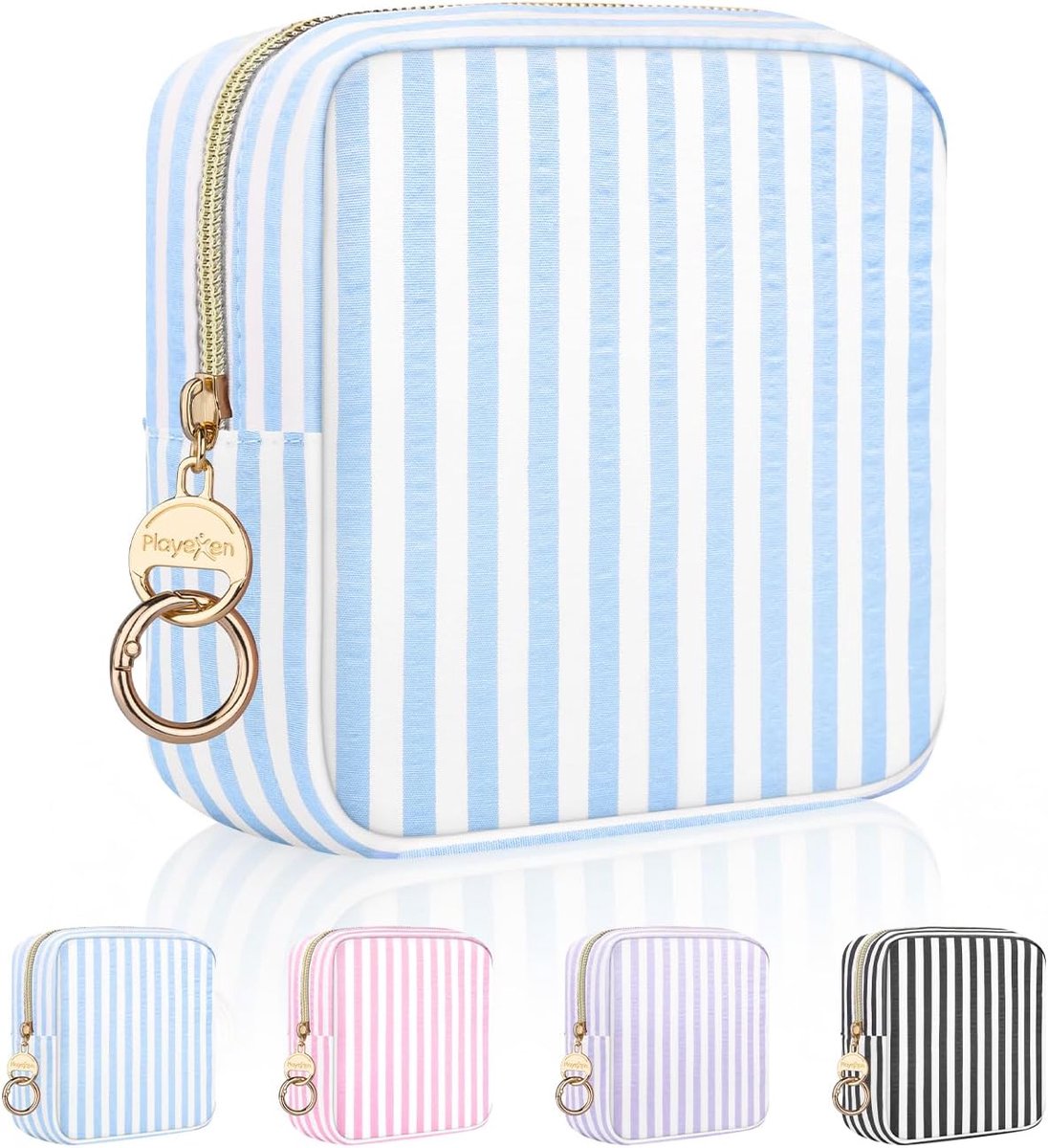 Opbergtas menstruatieproducten 14 x 14 x 6 cm - polyester - blauw - ideale make-uptas voor dames - ShopVlot