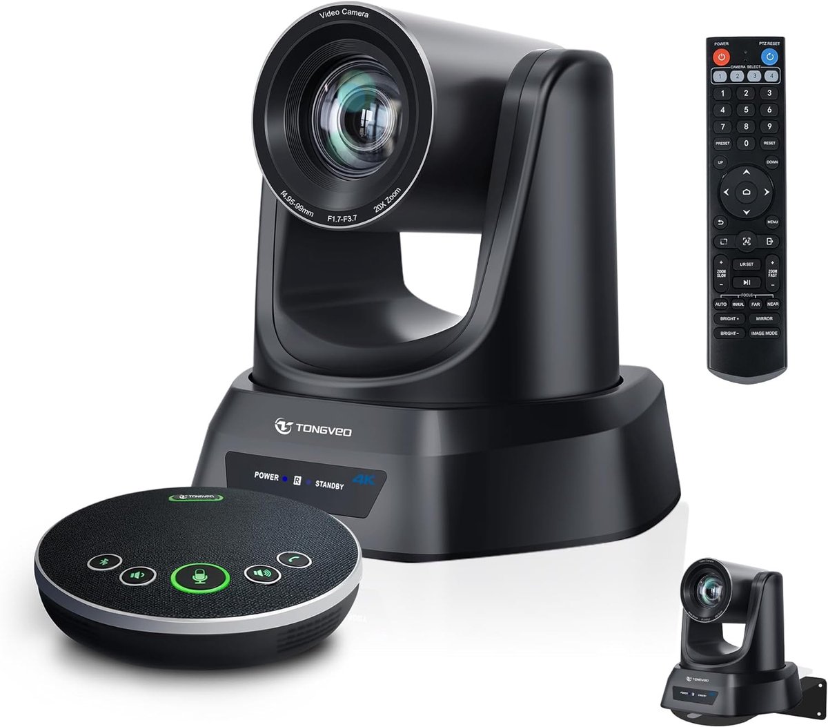 PTZ Conferentie Camera 4K met Bluetooth Speakerphone - 20x Zoom - Ideaal voor Vergaderingen en Live Streaming - ShopVlot