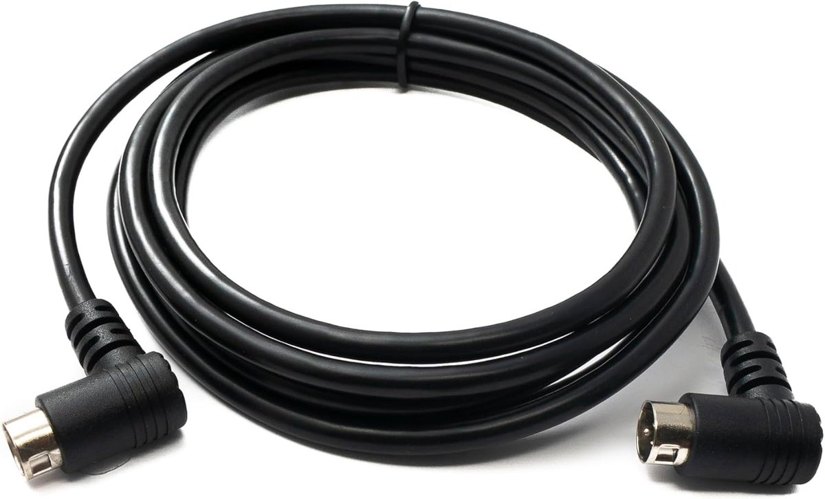 S-Video kabel 180 cm - DIN 4-pins plug naar plug - dubbele hoekstekker - ideaal voor ruimtebesparende aansluitingen - ShopVlot