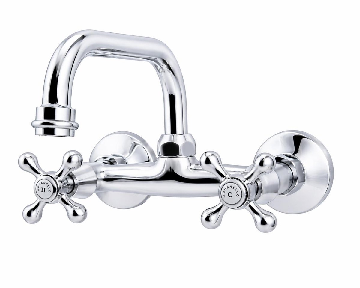 Aquanello Heritage Ascot Klassieke Keuken Muurkraan Boven Uitloop Chroom CR-4110-HA