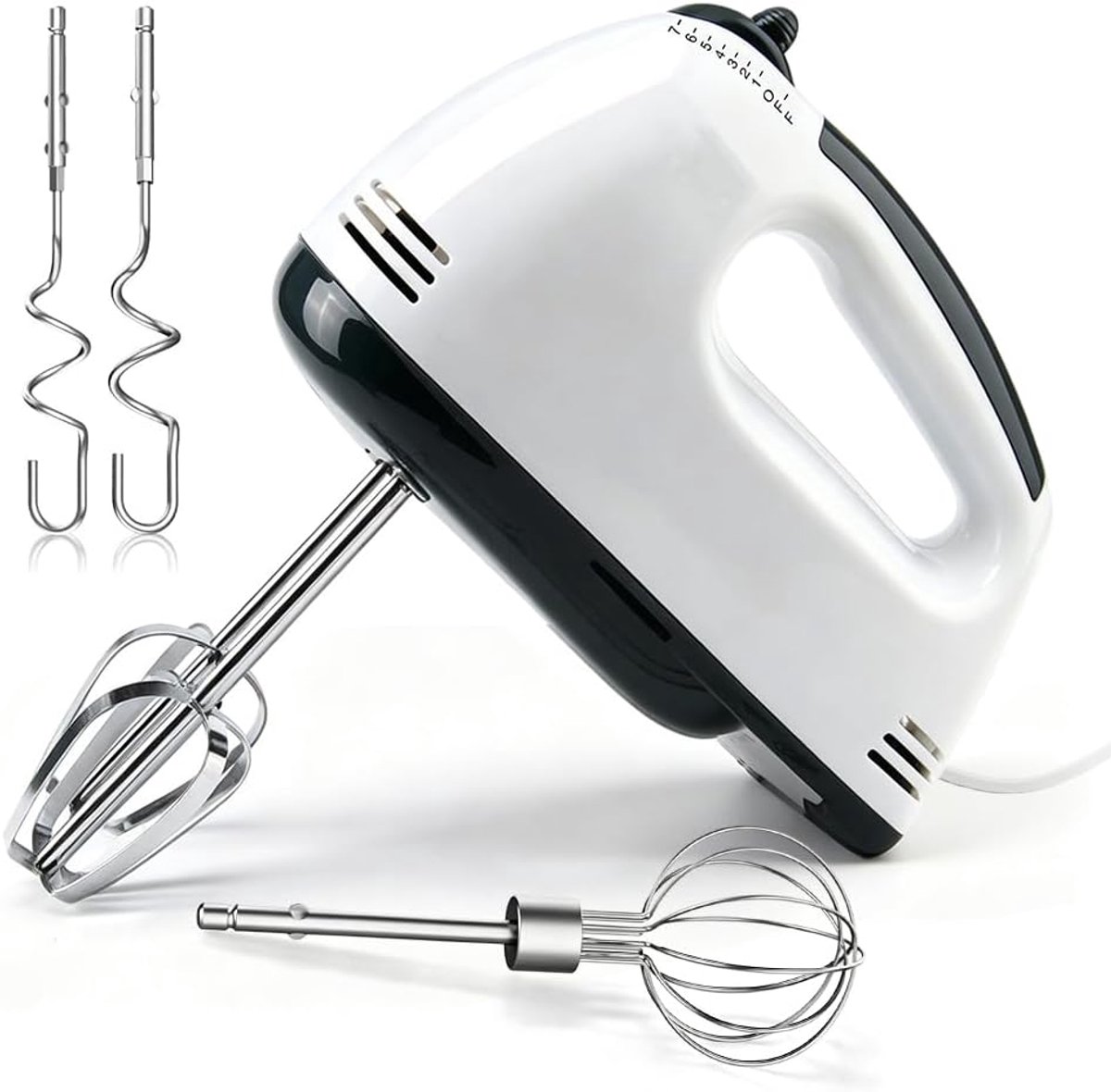 Elektrische handmixer 5 snelheden - roestvrijstaal accessoires - instelbare keukenmixer - perfect voor room kloppen - ShopVlot
