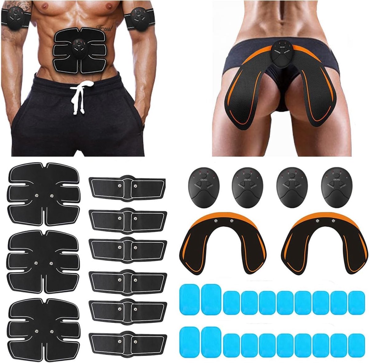 EMS Spierstimulator 35Pcs - Met 4 Controllers en 20 Gel Pads - Eenvoudig in gebruik - Ideaal voor spieropbouw - ShopVlot