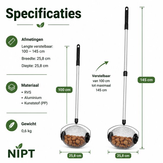 NIPT Notenverzamelaar - Roestvrij Staal - 101 cm — afbeelding 2