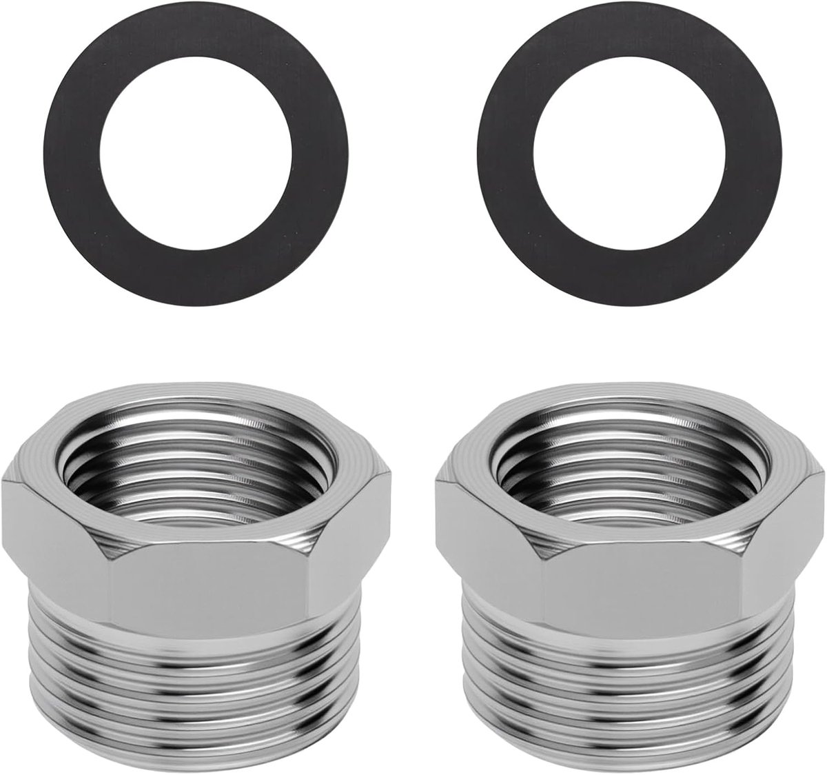 Reducer 1/2 naar 3/8 inch - hoogwaardig roestvrij staal - met 4 afdichtringen - universeel inzetbaar - ShopVlot