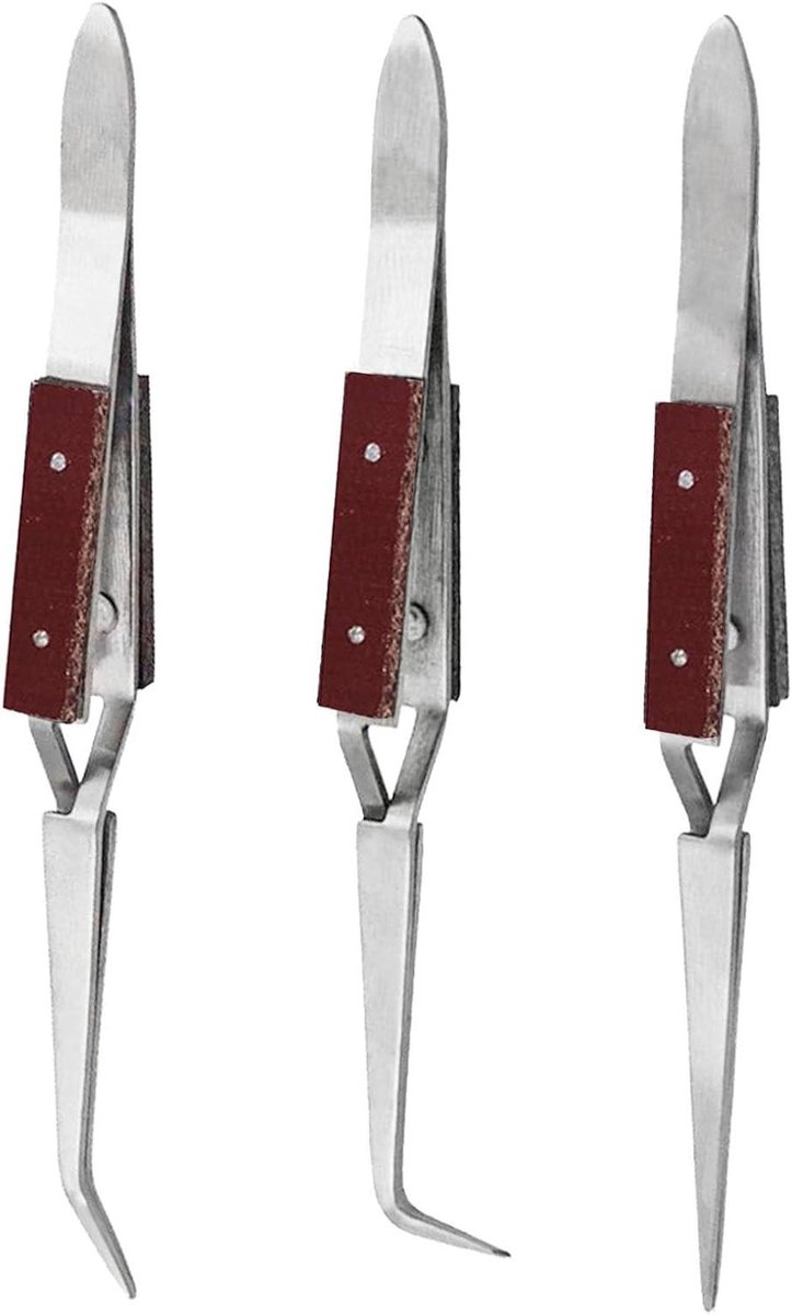 Precisie Pincetten - Elektronica Tools - Fijne Werkzaamheden - 3x Vergroting - 16 cm Lengte - Meerkleurig