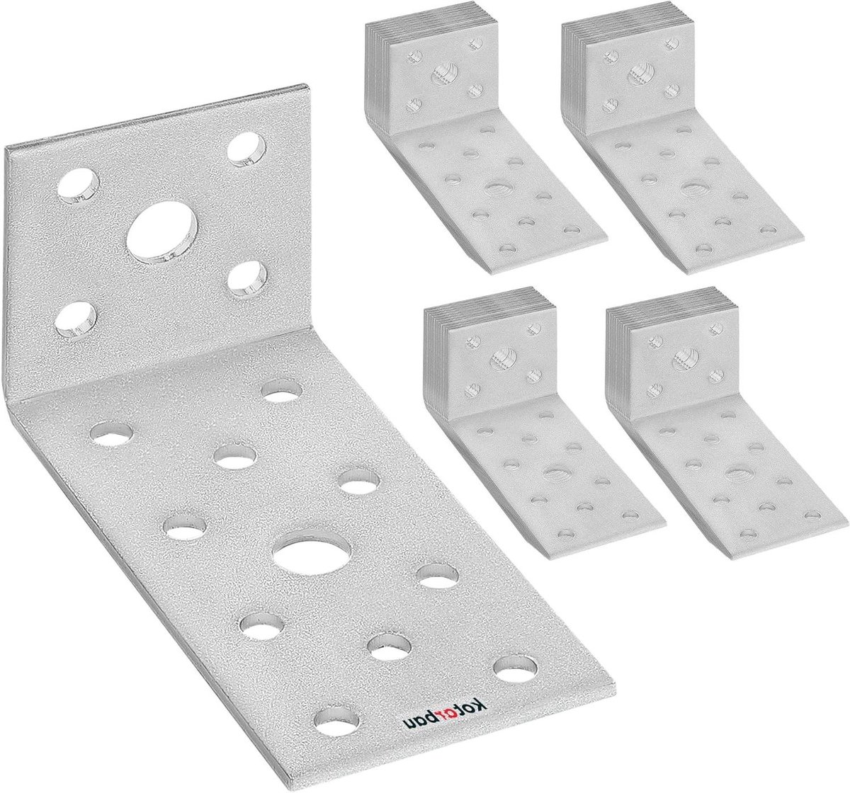 Hoekverbinder Staal - Montagehoek Plaat - Meubels Verstevigen - Verzinkt Geperforeerd - 40x80x40mm - Zilver