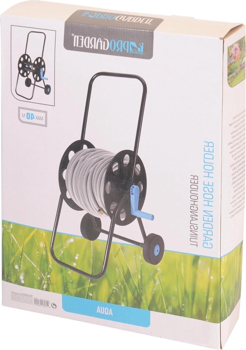 Tuinslanghouder - Slangoproler - Tuinonderhoud - Wandmontage - 40 meter - Zwart