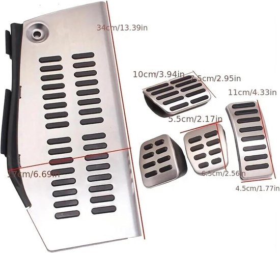 Auto Pedaalhoezen - Pedaal Pads - Verbeterde Grip - Antislip Ontwerp - 3 Delig - Zilver — afbeelding 3