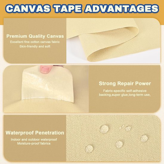 Zelfklevende stof - Reparatietape canvas - Buiten repareren - Sterke waterdichte lijm - 8 x 160 cm - Rookgrijs — afbeelding 4