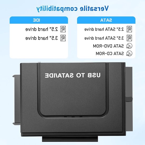 Hard Drive Adapter 6Gbps USB 3.1 naar IDE/SATA voor 2.5/3.5 inch HDD met Voeding en SATA Kabel voor Windows 11/10/8/7/XP/Vista — afbeelding 5