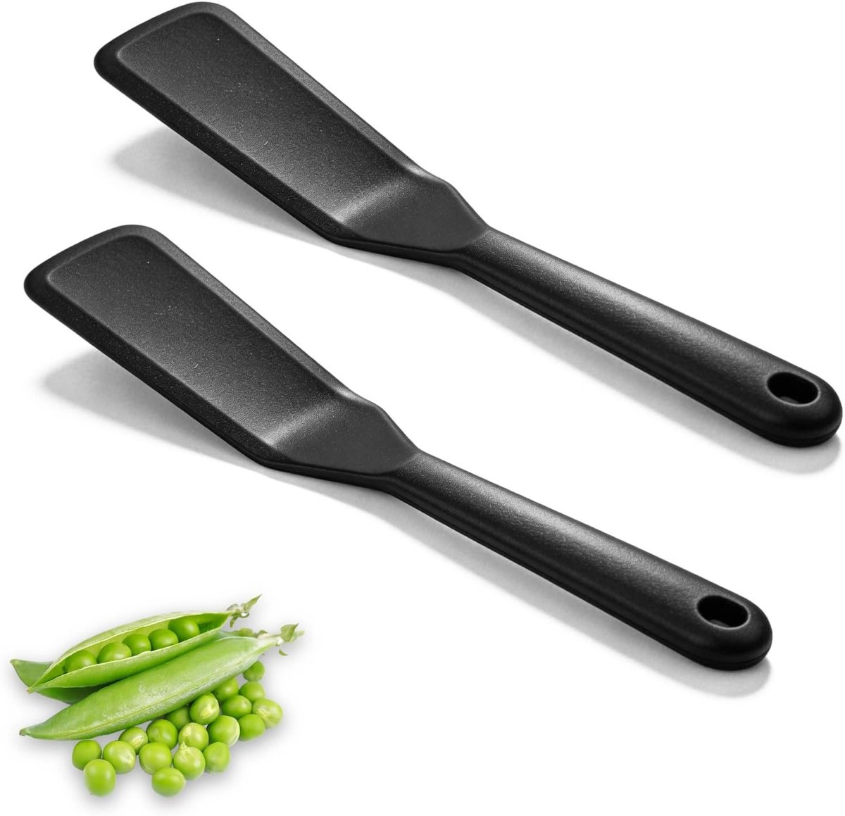 Flexibele en hittebestendige siliconen spatula's - ideaal voor pannenkoeken, crepes en bakcreaties, set van 2 (zwart)