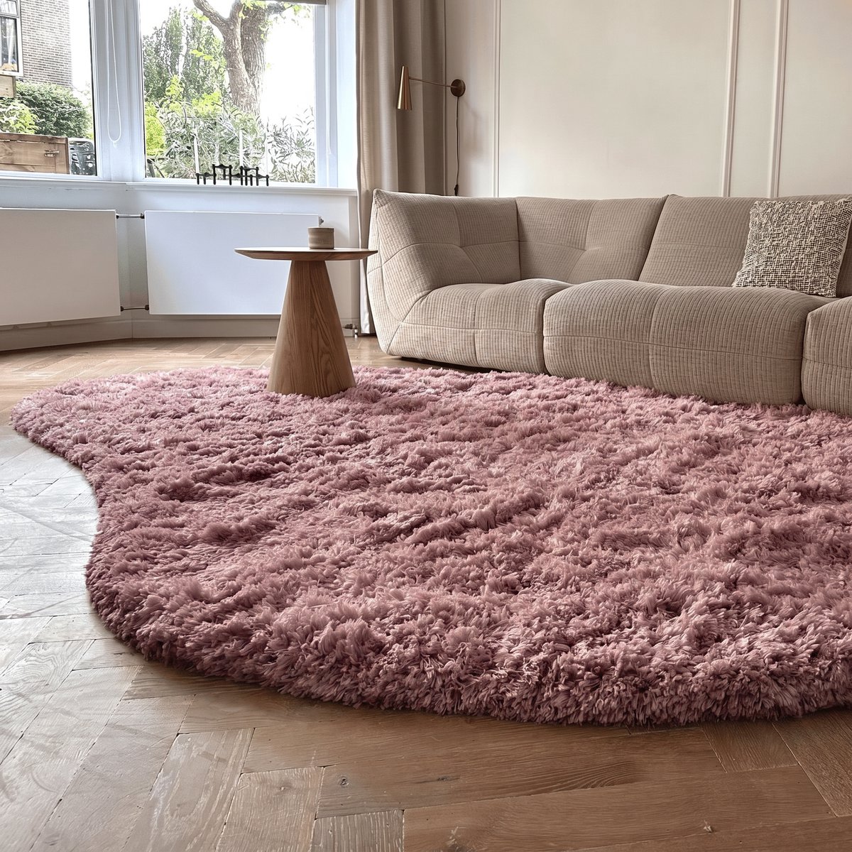 Organisch hoogpolig vloerkleed Pilo Darkpink Polyester Interieur05 - 160 x 230 cm - (M)