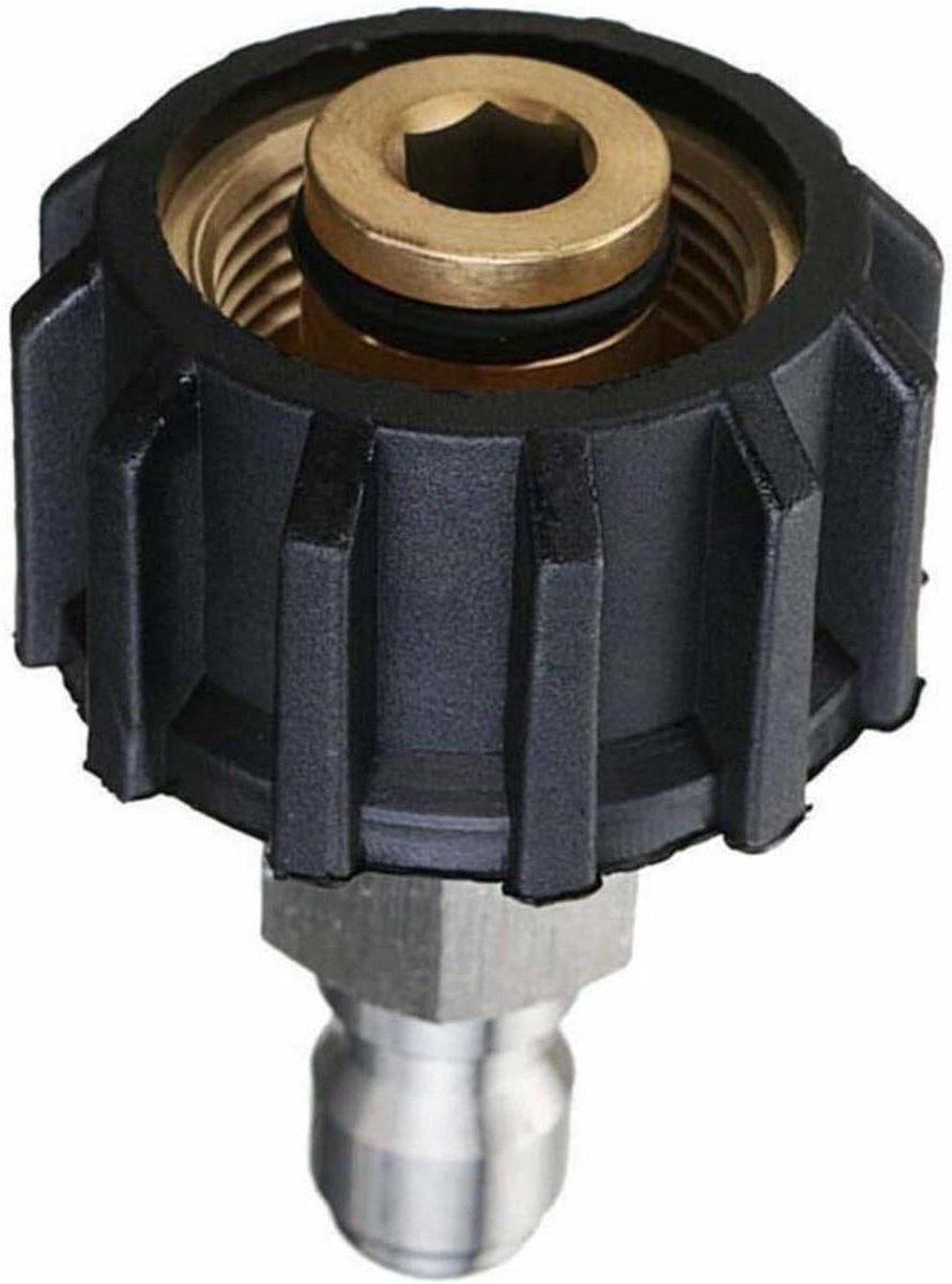 Hogedrukreiniger Adapter - Snelle Koppeling - Slang Aansluiten - Robuust Messing Ontwerp - 3/8" naar M22 - Zilver/Zwart