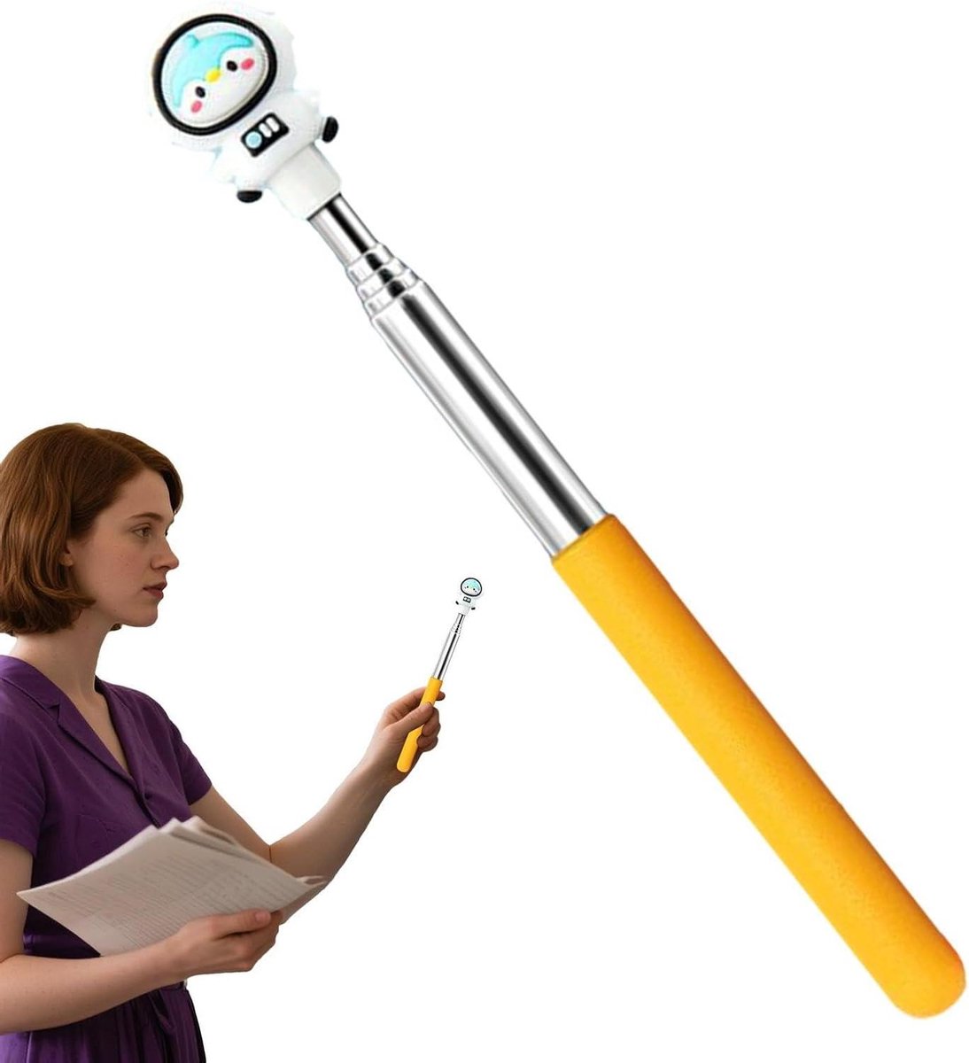 Aanwijsstok Met Vinger - Presentatiestok Cartoon - Interactief Leren - Intrekbaar Ontwerp - 70 cm Uitgeschoven - Pastel