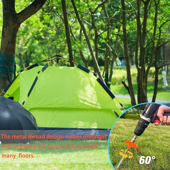 20 x Robuuste stalen schroefharingen - Stevig voor camping en outdoor - Stormbestendig - Voor harde vloeren, bos, weiden en gras — afbeelding 3