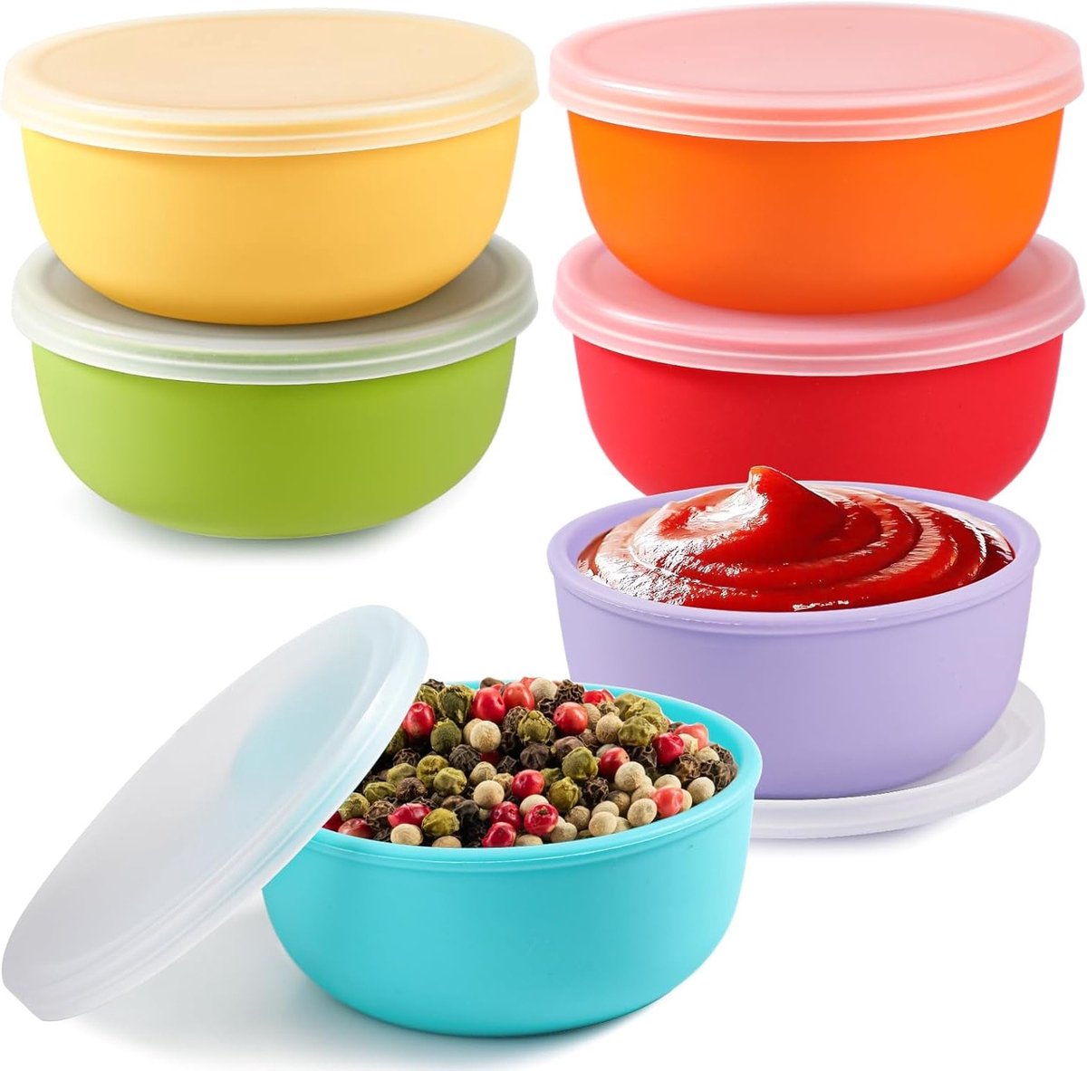Set van 6 Siliconen Pinch Bowls, Kleine Kommetjes voor Koken, Bakken en Serveren