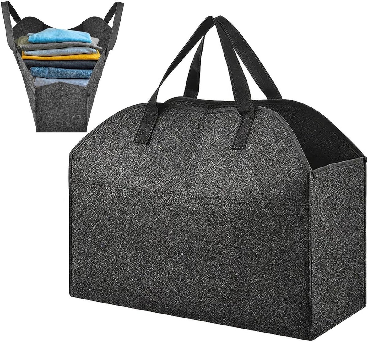 Haardhoutmand Vilt - Brandhout tas - Haardhout Opslag - Grote Capaciteit - 558 cm - Grijs