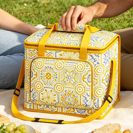 Geïsoleerde Picknickmand - Koeltas Transportbox - Eten Koel Houden - Waterdicht Met Rits - 35 x 25 x 6 cm — afbeelding 2