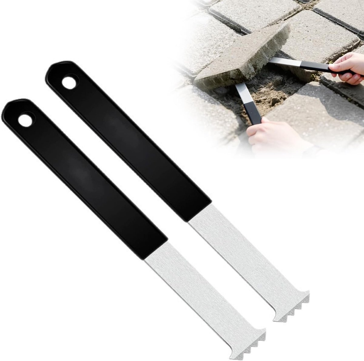 Paving Stone Verwijderaar Set van 2, Roestvrij en Ergonomisch Handvat voor Tuin, Terras en Oprit, Ideaal voor het Vervangen van Tegels