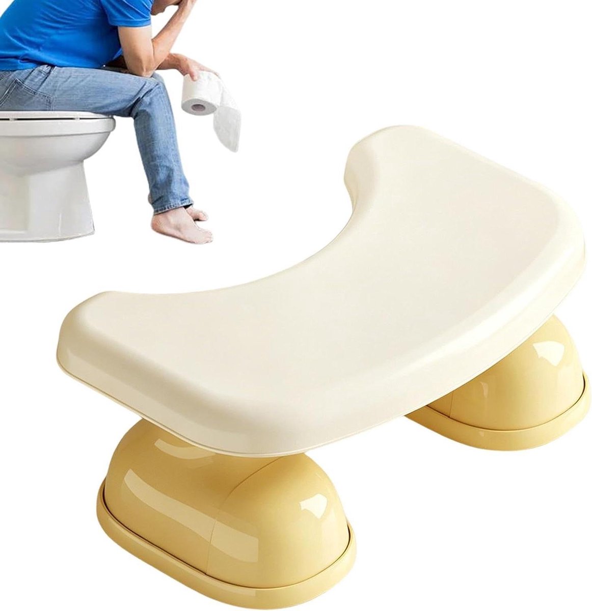 Badkamer Kruk - Hulpmiddel Toilet - Houding Verbeteren - Antislip Ontwerp - 39.5 cm Lengte - Geel