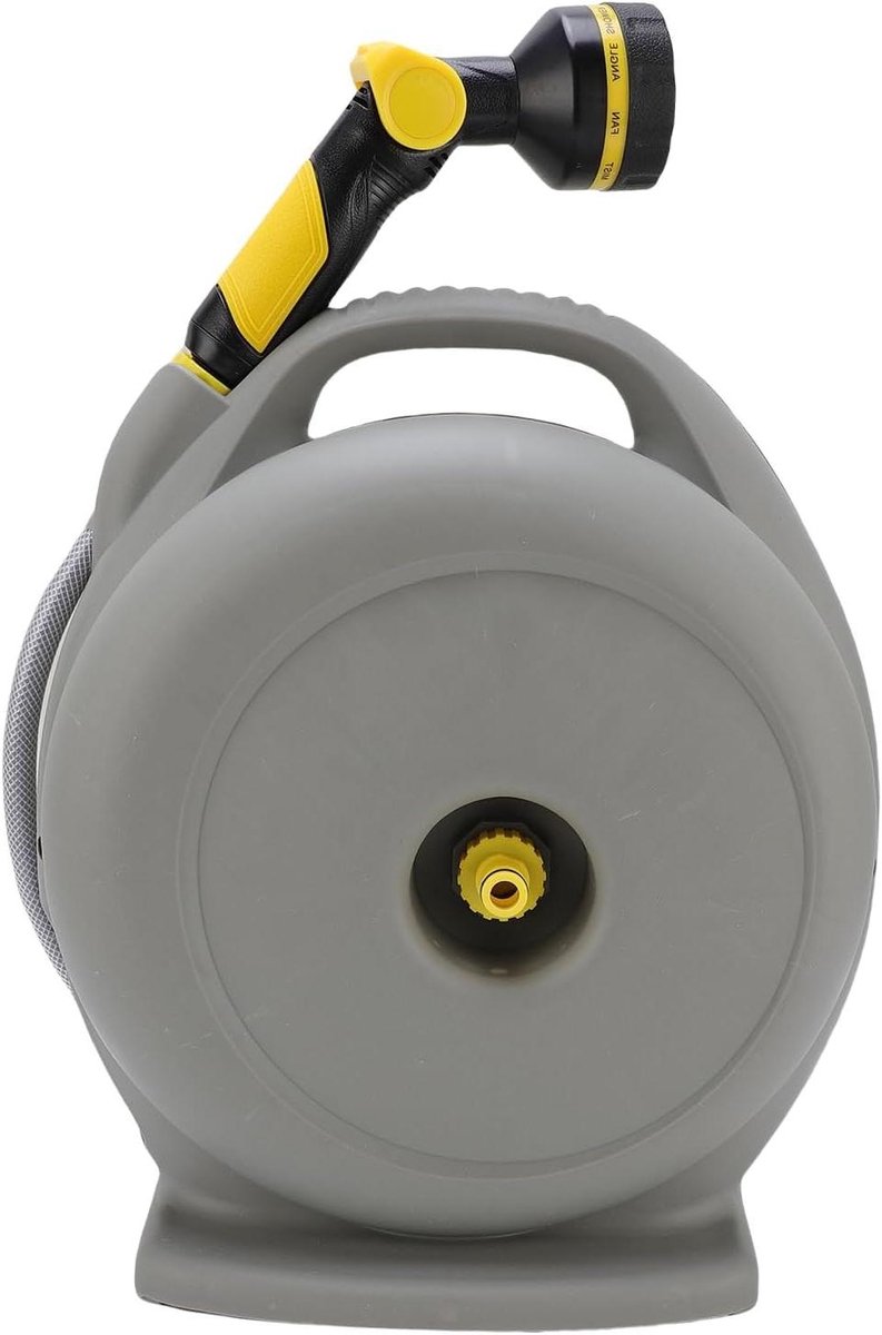 Intrekbare Tuinslanghaspel - Draagbare Slanghaspel - Tuin Bewatering - Automatische Terugtrekking - 30 Meter Slang - Grijs