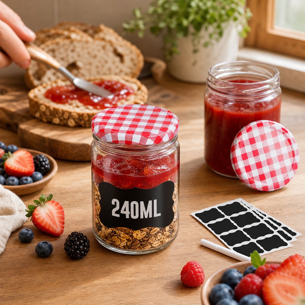 Arvioo - Glazen Jampotten set - Luchtdicht - BPA-vrij - Met accessoires