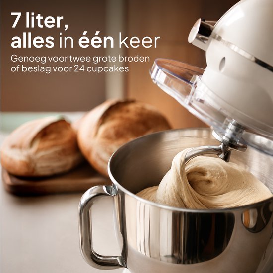 Vivid Green Luxe Keukenmixer - Touchscreen Display - 7L Mengkom - 11 Snelheden - Vaatwasserbestendig - Keukenmachine - Keukenrobot - Crème van Vivid Green — afbeelding 5