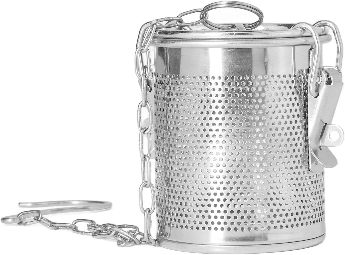 Multifunctionele RVS Kruidenfilter met Lange Hangketting, Fijn Gaas, Theefilter en Kookei voor Soepen en Kruidige Gerechten