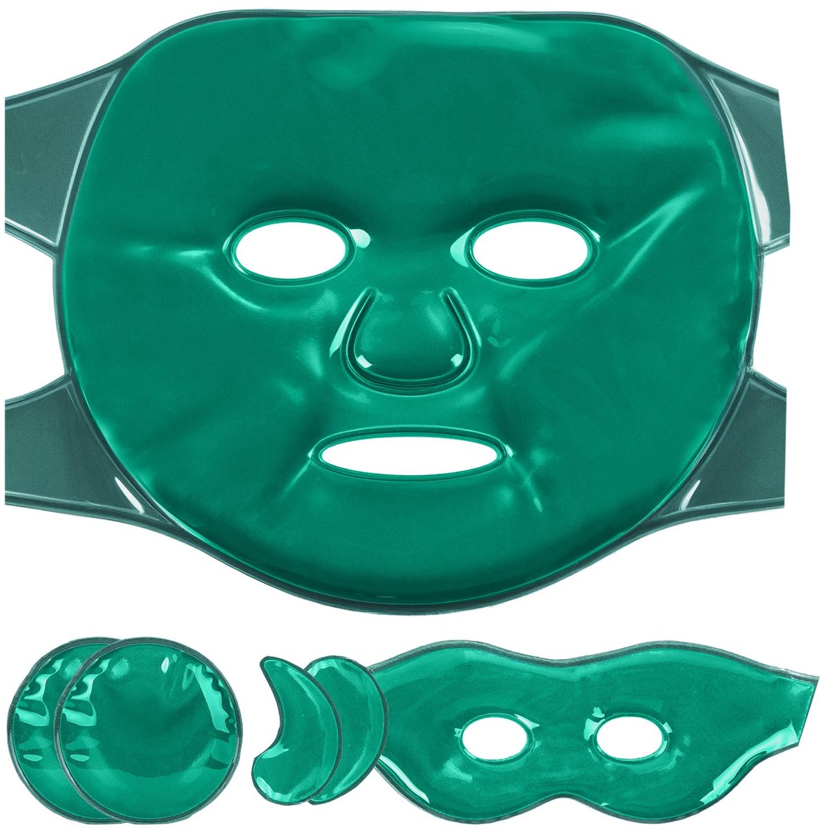 SnelShoppen - Koud gezichtsmasker en oogmasker van gel - 6 stuks - Herbruikbaar, verkoelend oogmasker, oogpatches en pads voor kalmering van vermoeidh
