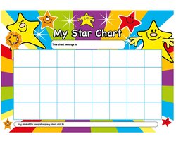 SnelShoppen - SuperStickers A4 Star Beloning Grafiek met 50 Stickers voor Kinderen, Onderwijs, Motivatie, Creatieve Activiteiten, Kleurig, 21x29.7 cm