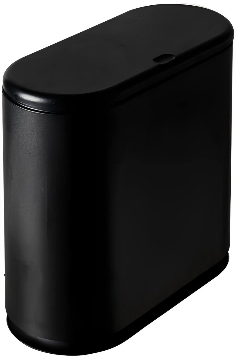 SnelShoppen - Rechthoekige plastic prullenbak 10 liter met perstype deksel, 2,4 gallon vuilnisbak voor badkamer, slaapkamer, keuken, kantoor, zwart