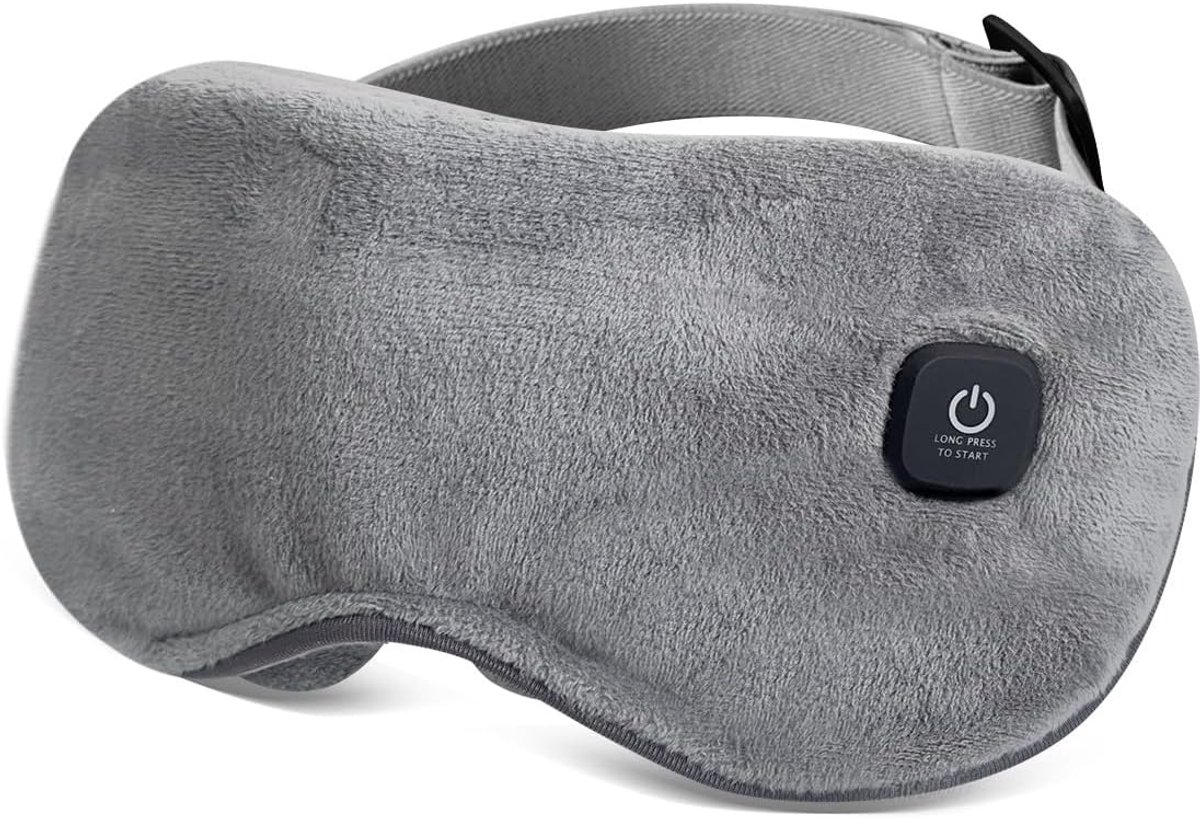 Thijox - Elektrisch verwarmd oogmasker draadloos, warm oogkompres met 3 warmteniveaus, afneembaar warm kompres voor ogen, grijs, ideaal voor ontspanni