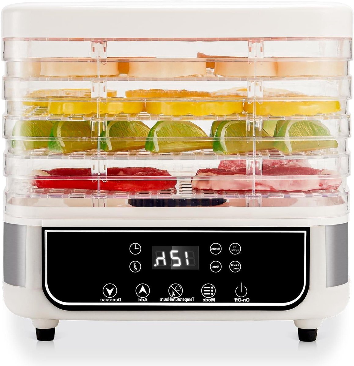Voedseldroger - Drogermachine - Voedsel Drogen - 5 Lagen Digitaal - 72 Uur Timer - Wit