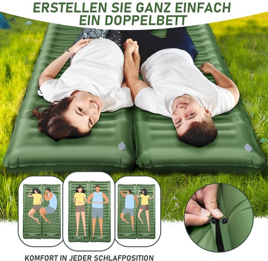 SnelShoppen - Camping zelfopblazend matras 12 cm dik met voetperspomp, ultralicht en waterdicht luchtmatras voor outdoor, wandelen, backpacken en kamp van Snelshoppen — afbeelding 4