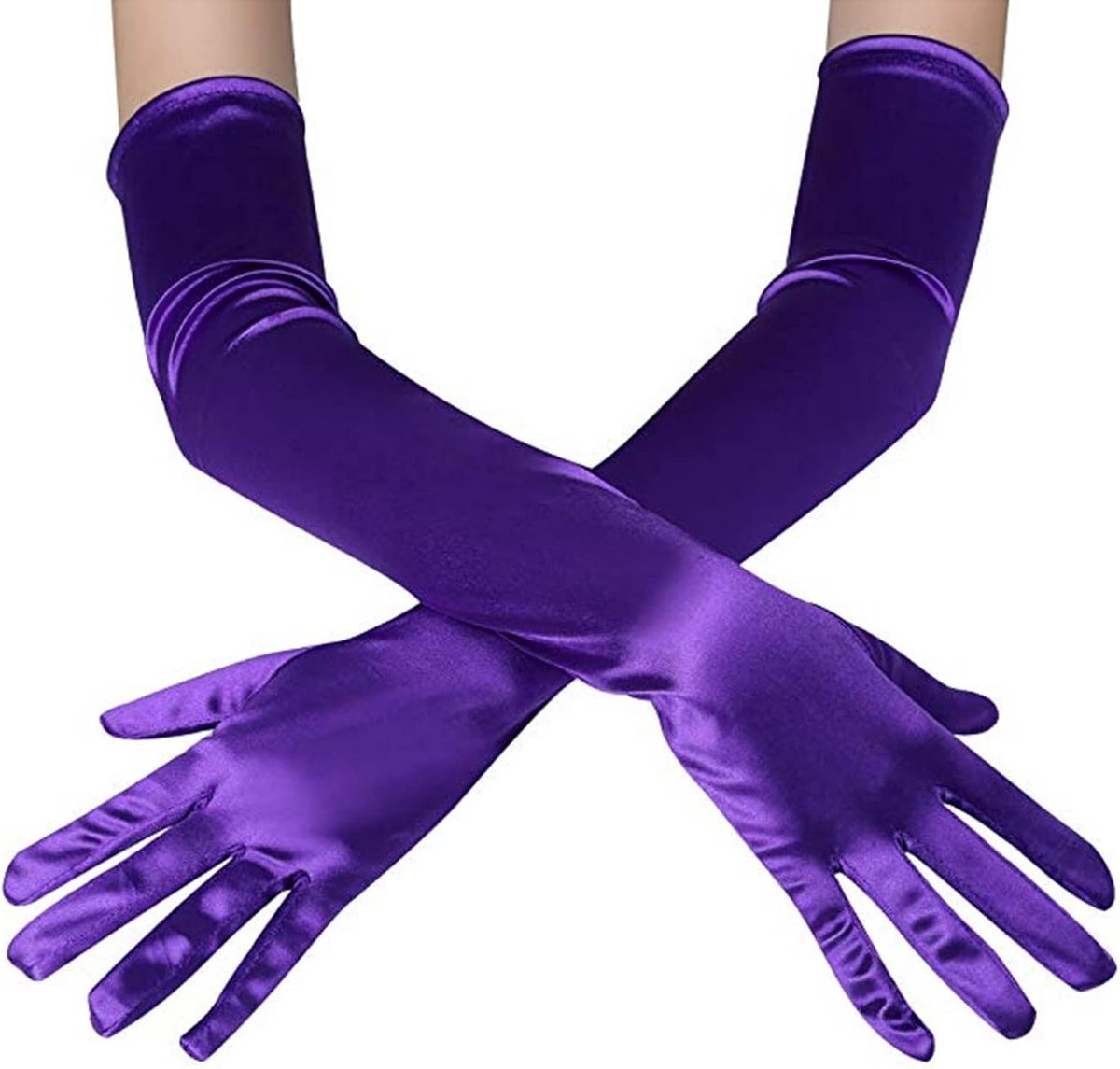 Satin Elastische Cosplay Handschoenen voor Halloween en Bruiloften - Fluwelen Vinger Opera Avondfeest Handschoenen voor Dames