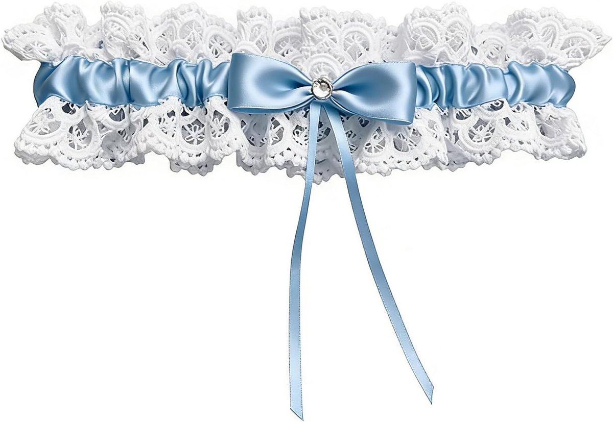Elegante Blauwe Kousenband van Kant voor Bruiloften en Vrijgezellenfeesten, Comfortabel en Elastisch Accessoire voor Vrouwen en Meisjes