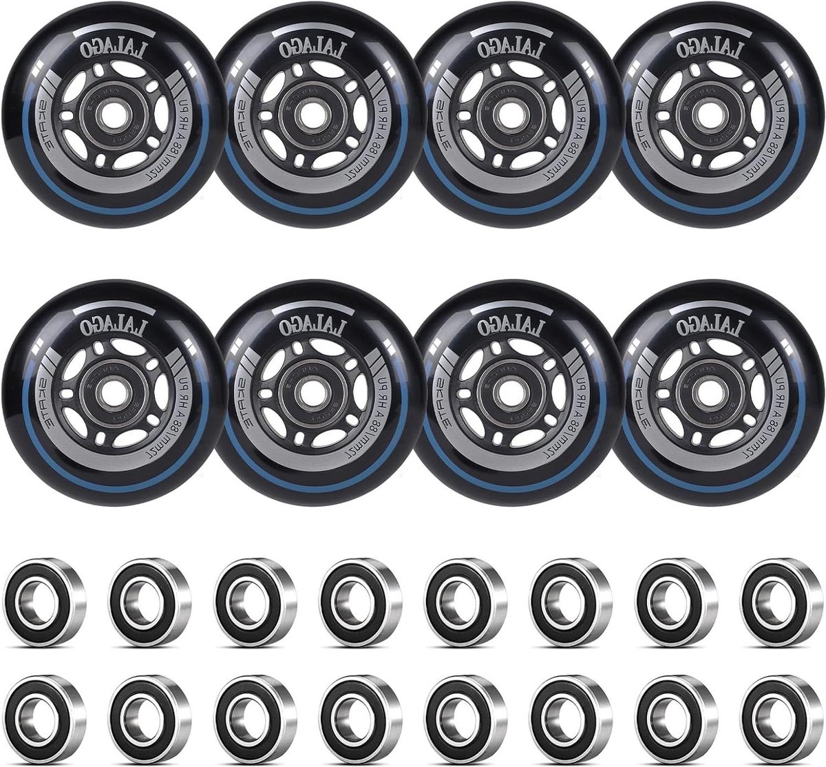Inline Skate Wielen Rolschaats Onderdelen Snel Rijden ABEC 9 Lagers 72mm 8 Stuks