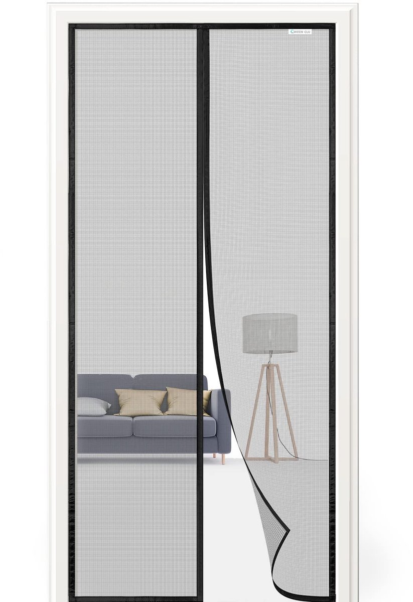 SnelShoppen - Magnetisch Vliegengordijn 100x250 cm, Hordeur voor Insectenbescherming, Vliegengaas, Balkondeur, Snelle Installatie Zonder Boren, Zwart