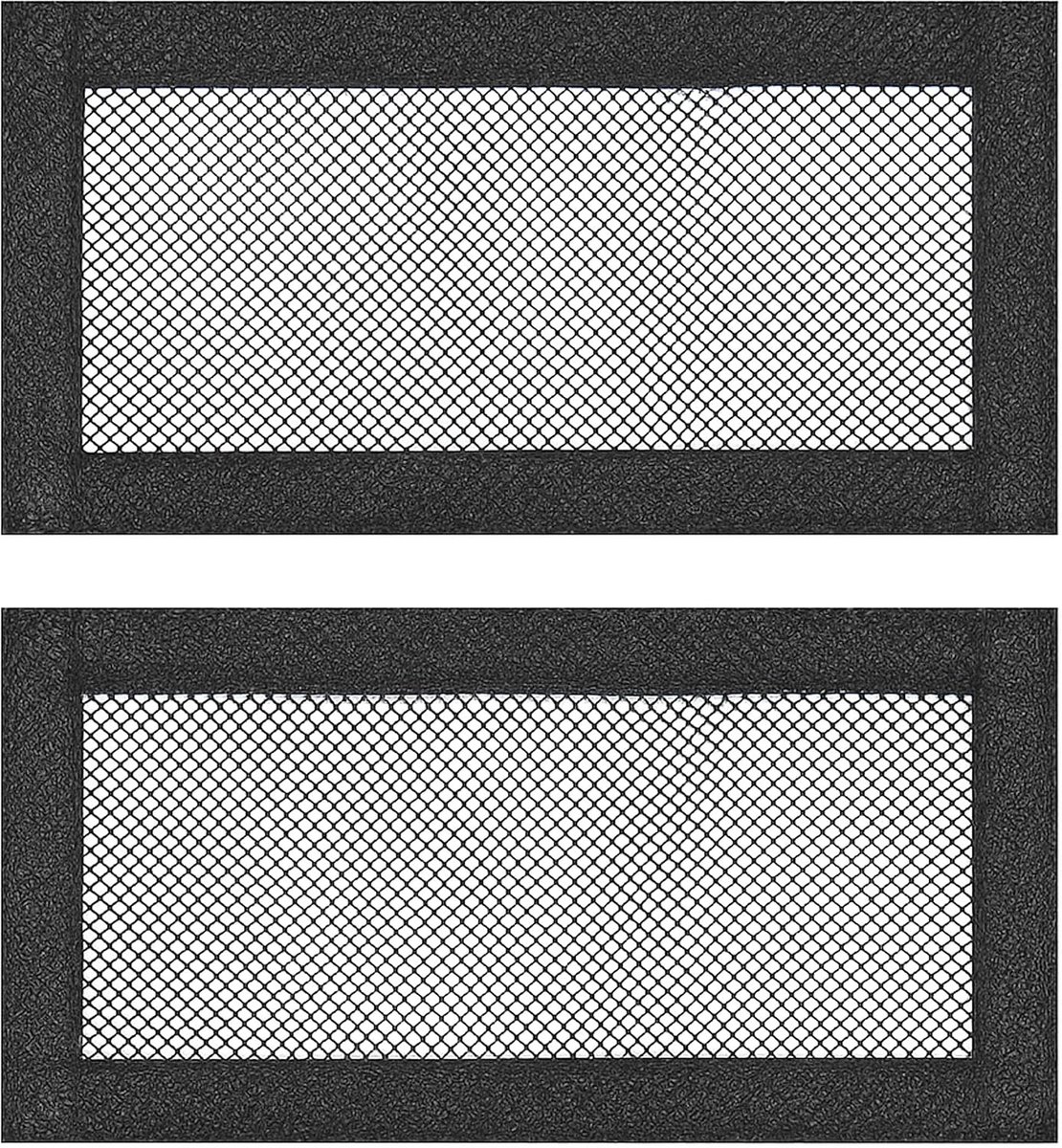 SnelShoppen - Zitrooster Tesla Model 3/Model Y (Juniper, Highland), set van 2, polyester mesh, zwart, 24 x 12 cm, klittenbandsluiting voor ventilatieo