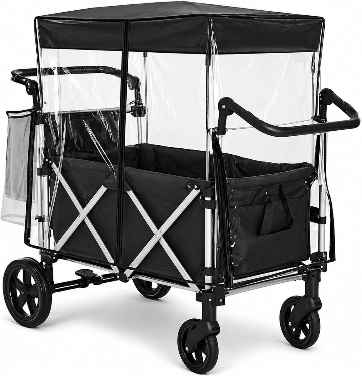 Regenhoes voor kinderwagens en transportwagens, transparant en waterdicht, 105 x 50 x 80 cm, lichtgrijs, ideaal voor buitengebruik en bescherming tegen regen